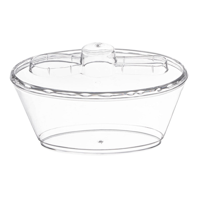 4 oz Mini tasse transparente en plastique ovale avec couvercle et cuillère