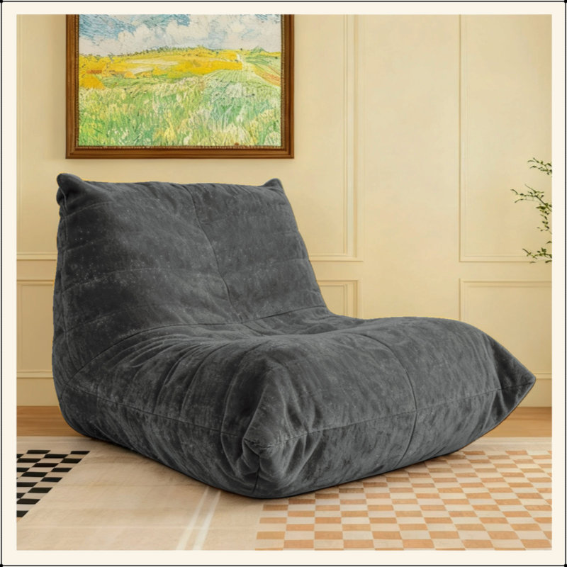 Ergonomic Bean Bag Chair With 5-Way Body Support, Warm Gray