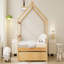 Lit simple en bois avec lit gigogne simple, naturel-918694695-918694692