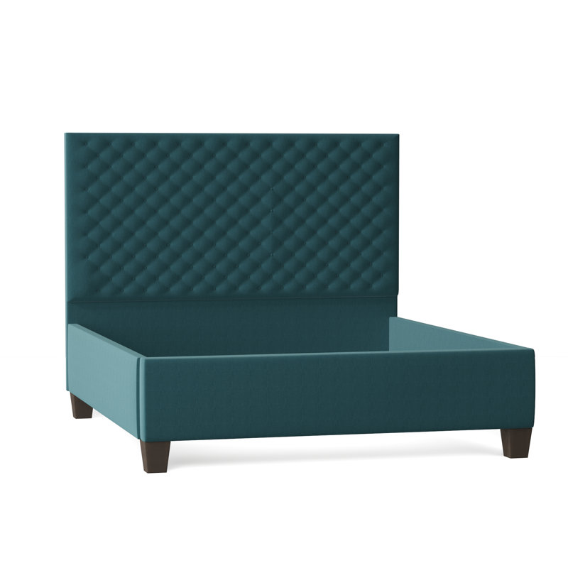 Leigh Upholstered Bed, Queen, Bella Black Performance Velvet, Brown Mahogany