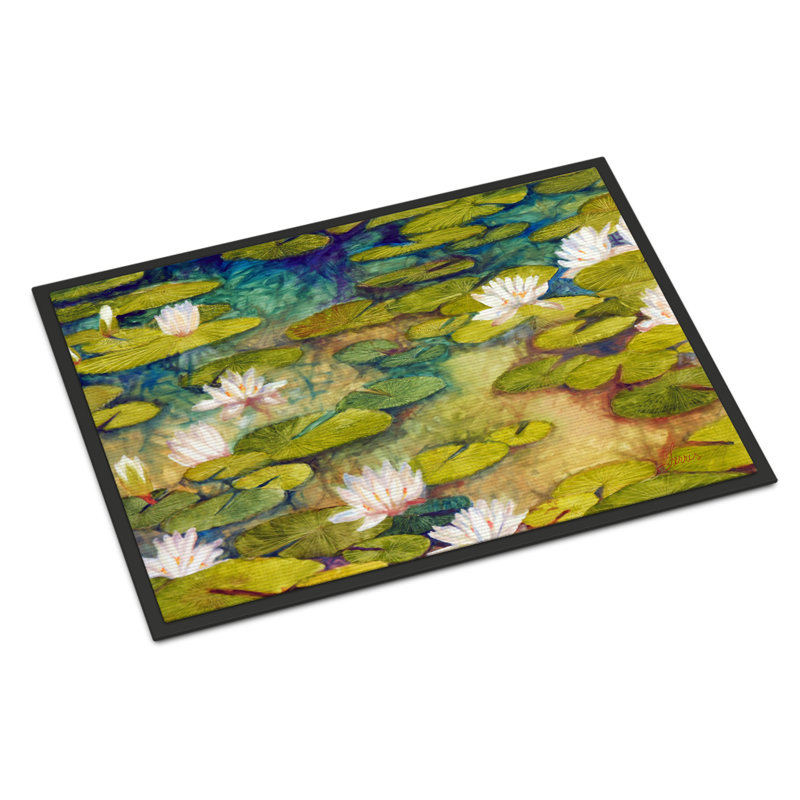 Non-Slip Doormat, Waterlillies, 18" W x 27" L