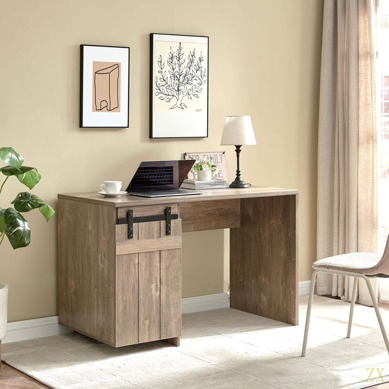 Bureau à domicile Bureau en noisette à une armoire et trois tablettes