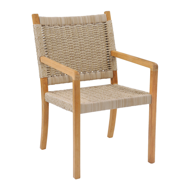 Hudson Teak Patio Dining Armchair, Natural Cord
