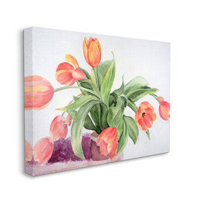 «Dancing Red Orange Tulip Flowers Over White» par Melissa Hyatt LLC - impression sur toile