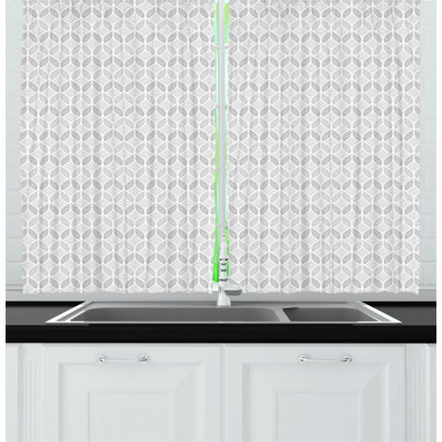 Geometric Ruffled Kitchen Curtain