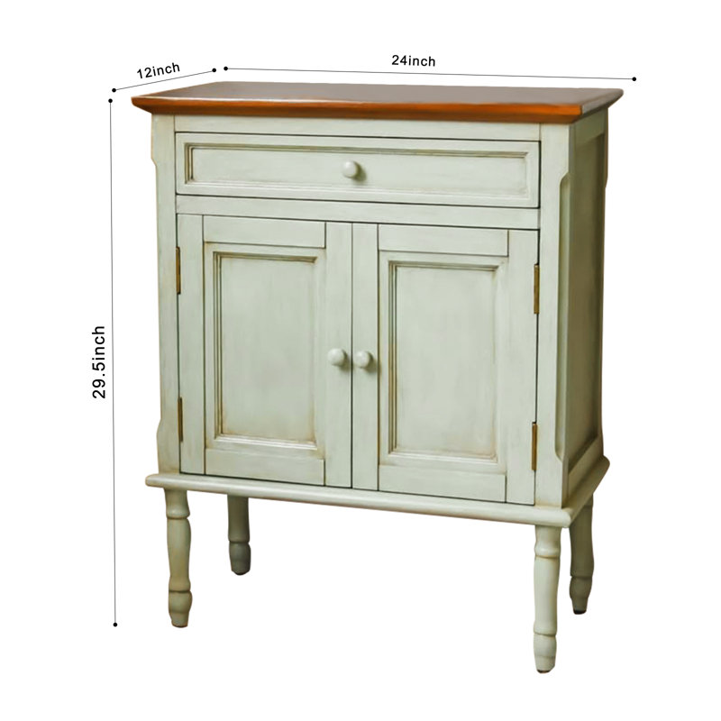 Armoire de rangement Farmhouse, Plateau brun / base verte