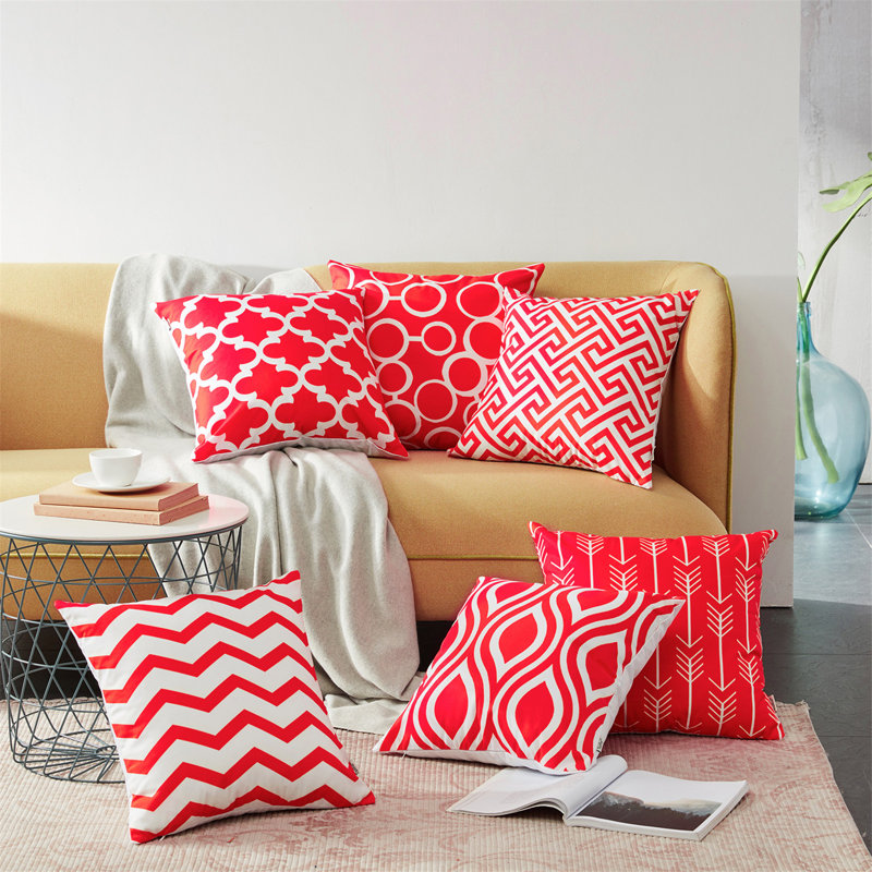 Printing Outdoor Square Pillow Cover, Wine, 18"L x 18"W