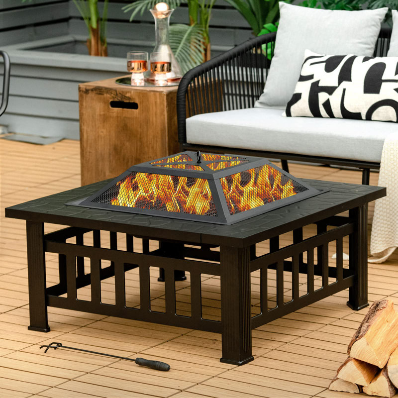 Saif Square Metal Wood Burning Smokeless Fire Pit Table