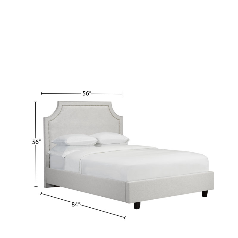 Lit plateforme tapissier avec rangement Wilmot, Blanc cassé, Double