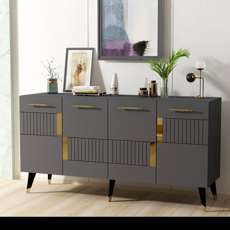Olivia 79cm Console Table, Anthracite/Gold