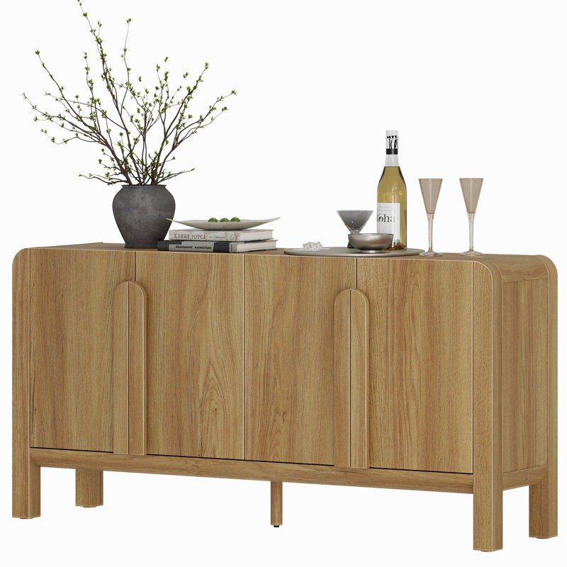 Classeur incurvé de bureau avec rangement profilé, commode moderne de 63 po de largeur avec tablettes réglables, rangement pour vêtements en placard pour le salon