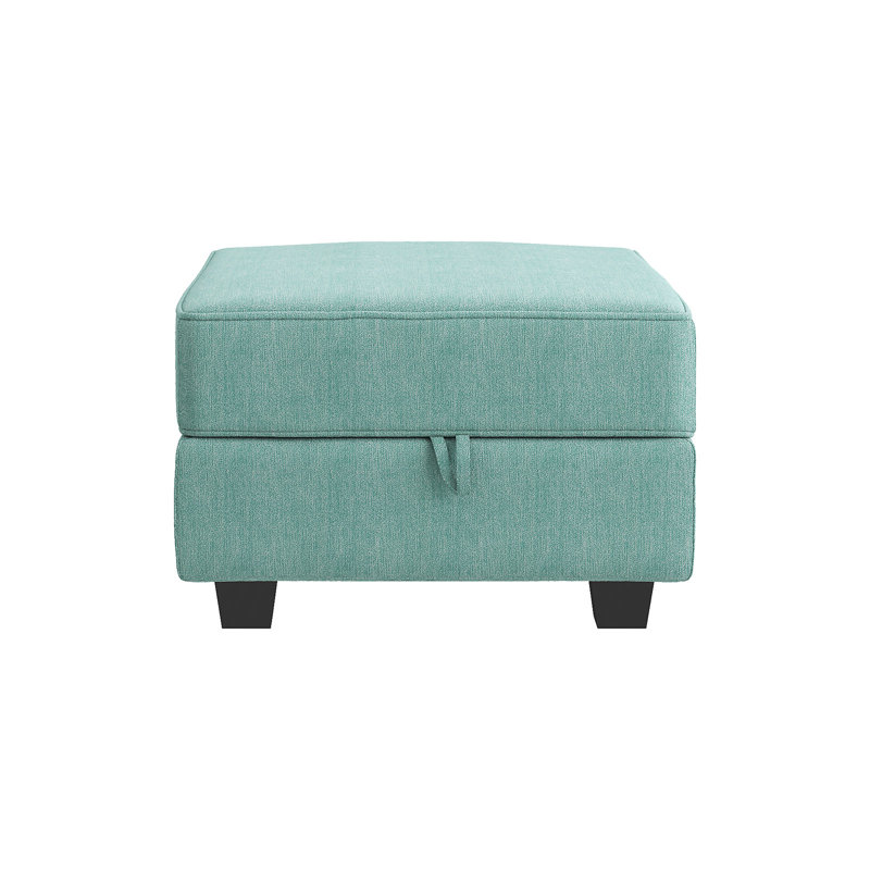 Manusite Upholstered Ottoman, Blue Polyester