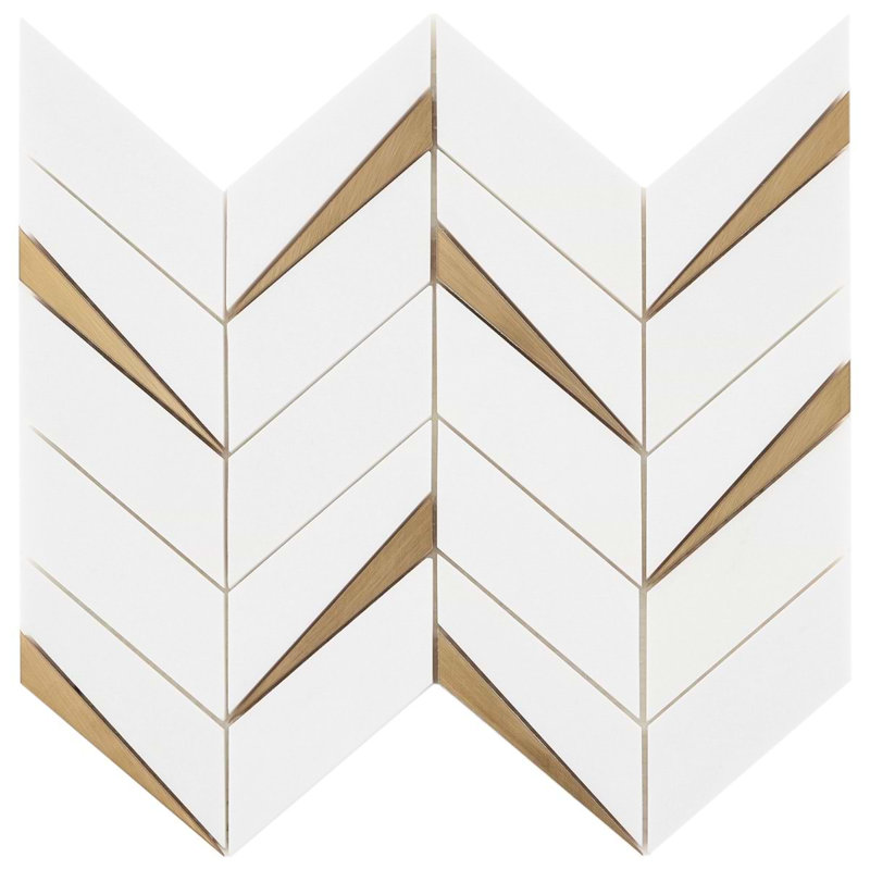 Vara Polished Marble And Brass Mosaic, Thassos