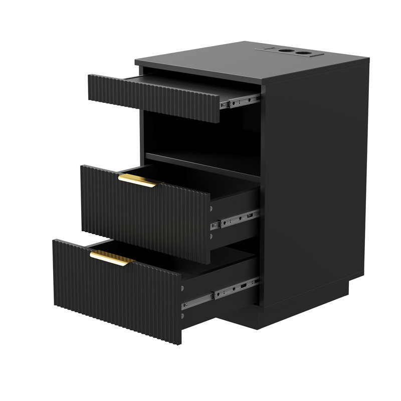 40 cm W 2 -Drawer Filing Cabinet, Black