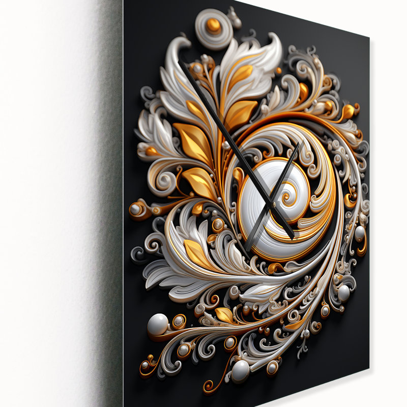 Horloge murale Eflorescence White Gold, H 32 po x l 24 po x P 1 po