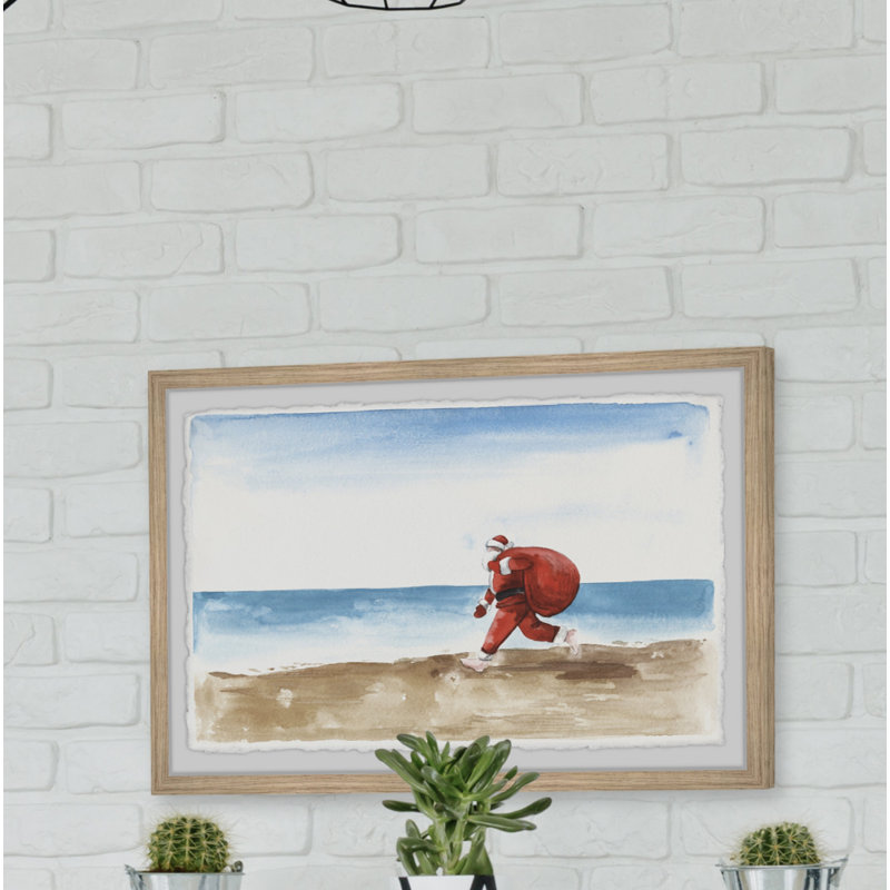 Runaway Santa - Single Picture Frame Painting, 41cm H x 61cm W x 3.81cm D