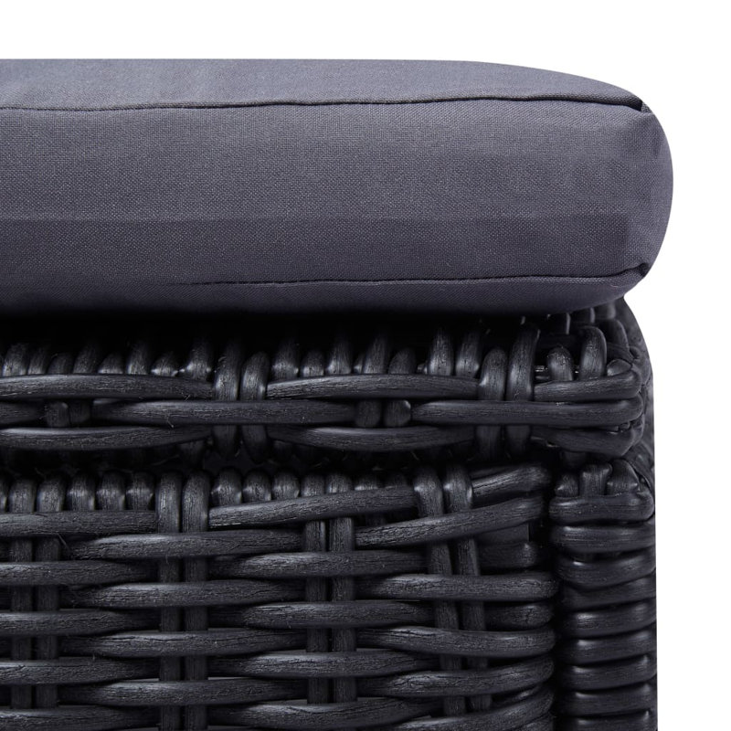 Chaise longue simple inclinable avec coussins 78 po Nidhin, Noir, Gris foncé