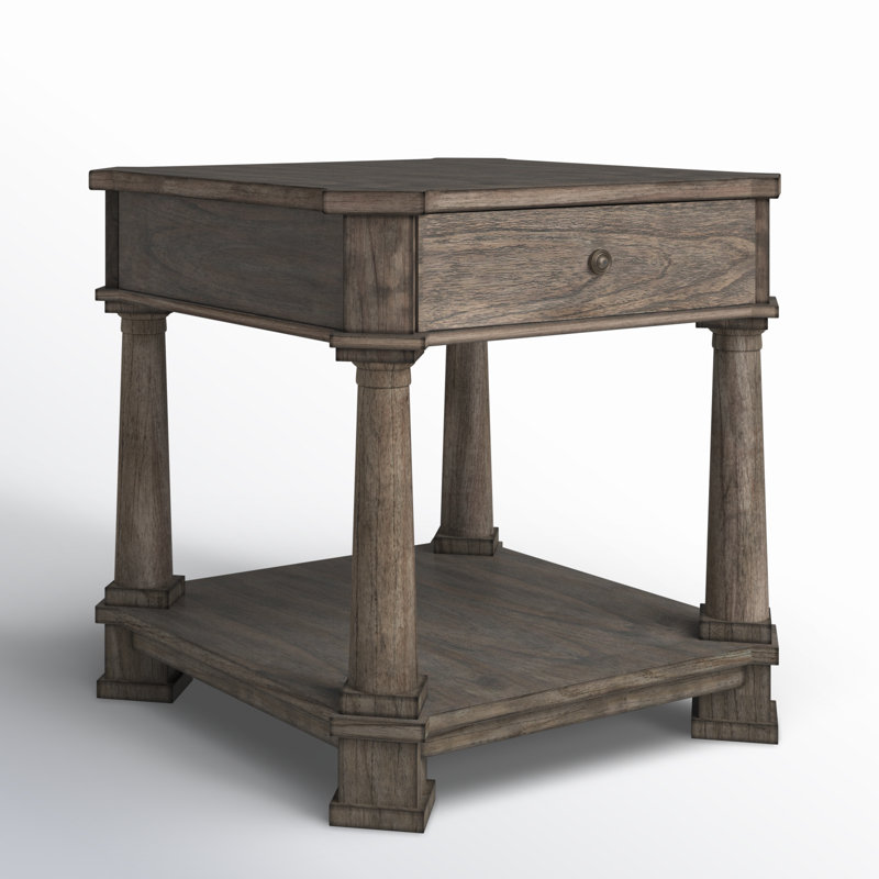 Stephens Solid Wood End Table with Storage