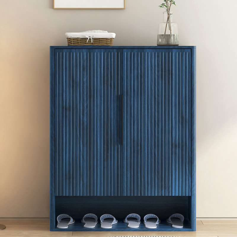 Armoire de rangement pour chaussures 15 paires avec tablettes réglables, Bleu