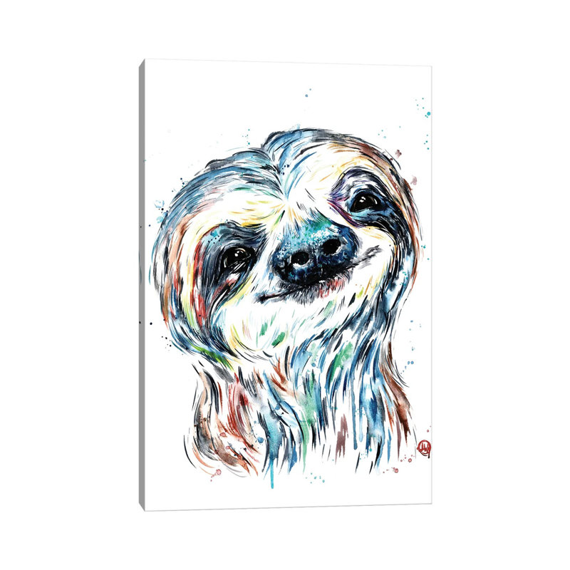 Smiley Sloth by Lisa Whitehouse - Wrapped Canvas Painting, 152.5 cm H x 101.5 cm W