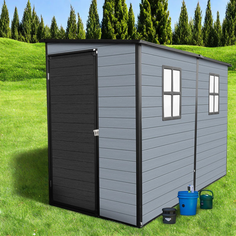 Large 4x8ft Resin Sheds with Storage, 14mm Steel Frame, Modern Outdoor Shed