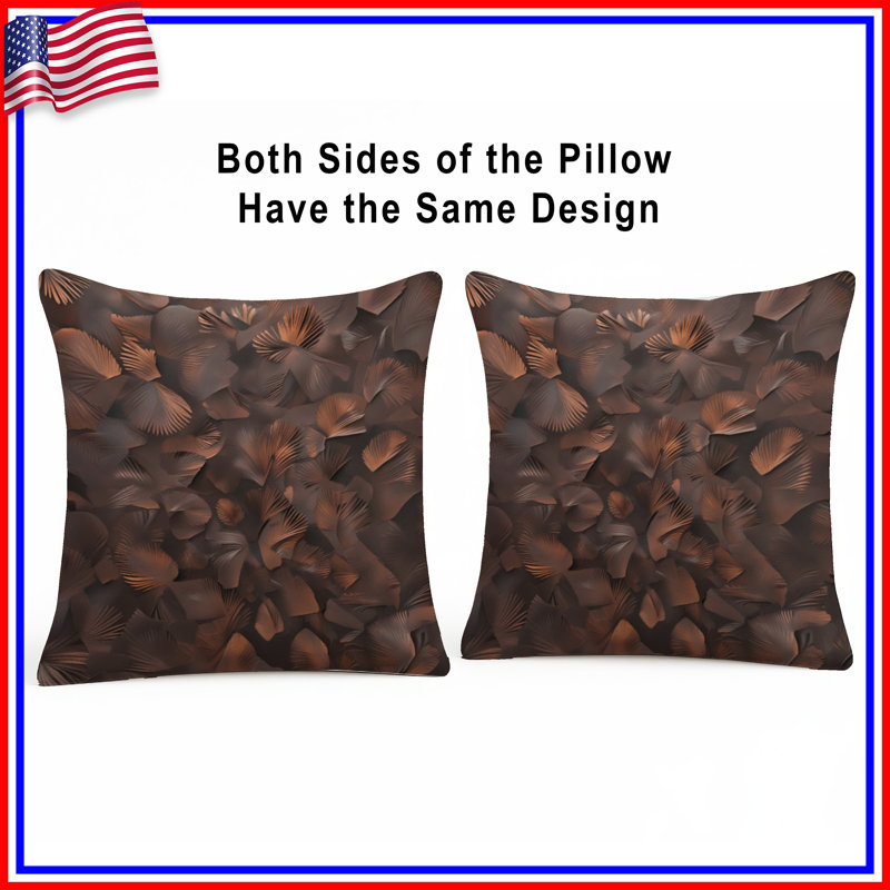 Bronze Leaf Texture Double Sided Throw Pillows, 18 x 18 inches