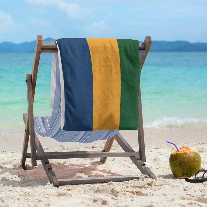 Lightweight Beach Towel, Navy/Gold/Green