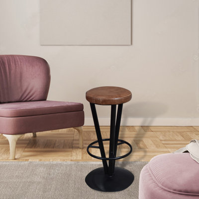 Upholstered Counter Stool with Metal Frame