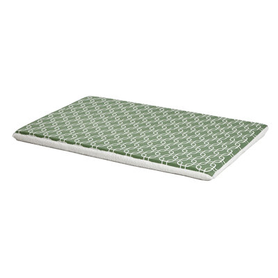Quiet Time Polytetrafluoroethylene Defender Pet Bed with Green & White Geometric Pattern