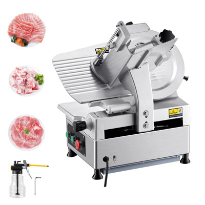 Trancheuse à viande automatique, trancheuse de charcuterie 180 W + 370 W avec une lame de 65 pouces de qualité supérieure de 12 pouces, une épaisseur réglable de 0 à 0,3 pouce, une trancheuse électrique pour la viande, les légumes, le pain dur et le fromage