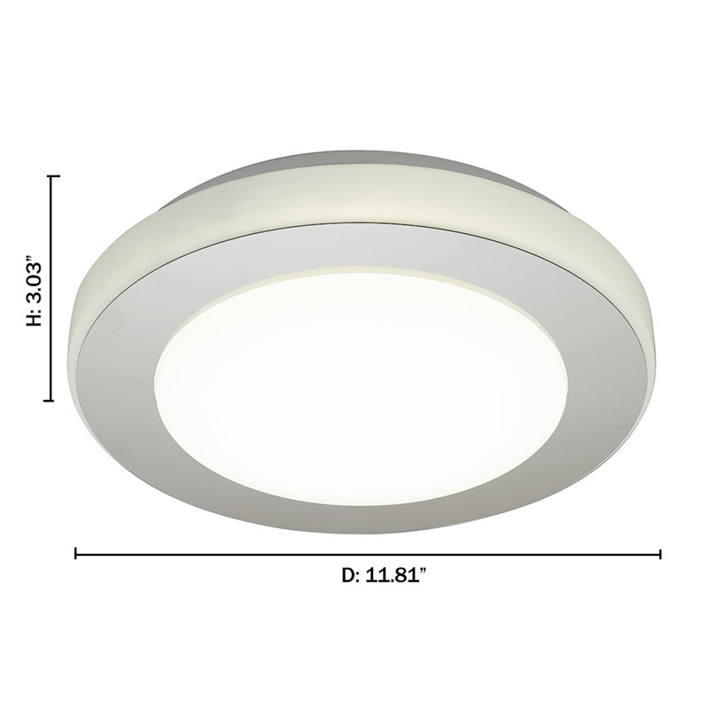 Mccluney Plastic LED Flush Mount, 3" H x 11.8" W x 11.8" D