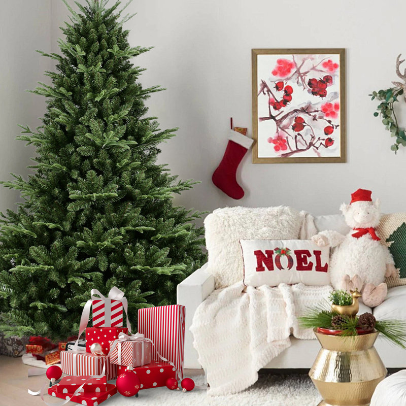 Full-Shaped 9FT Christmas Tree with 3451 Tips – PE/PVC Mixed Needles, Wide Base for Large Spaces, Hinged Structure for Easy Setup, Metal Stand for Strong Support*