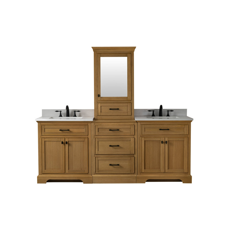 Ensemble de meuble-lavabo double 84 po Arruda, Chêne