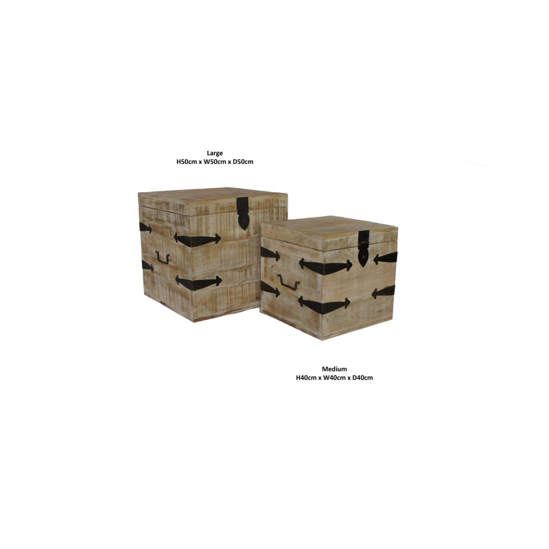 Templeton Solid Wood Block Side Table Set