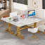 Bureau de direction moderne de 63 pouces avec plateau en faux marbre et pieds dorés élégants, idéal pour le bureau à domicile et les espaces de travail professionnels