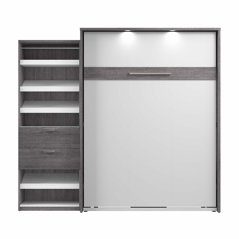 Osterman Murphy Bed with Closet Organizer, Bark Gray, Full