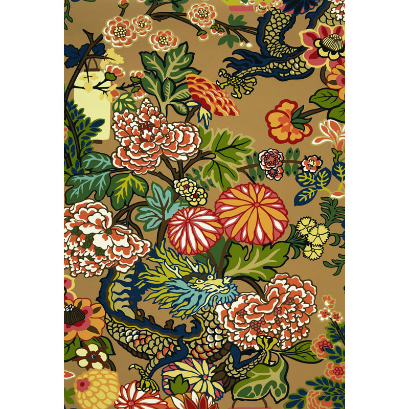 Chiang Mai Dragon Fabric, Mocha
