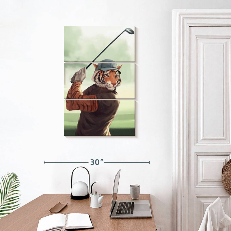 Ketti Tiger Playing Golf, 32" H x 20" W