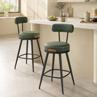 Angelleah Stools with Back, Synthetic Leather
