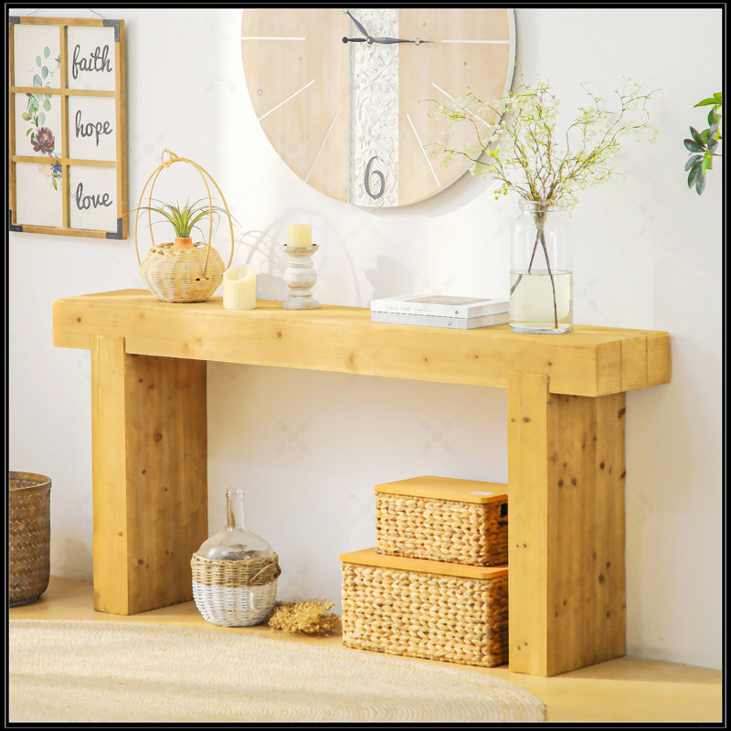 Console en bois massif de 63 pouces - Table de ferme rustique pour entrée, couloir ou derrière le canapé, conception rectangulaire étroite