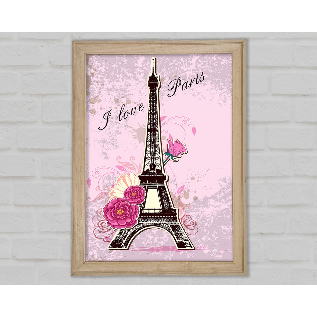 Gerahmtes Leinwandbild Eiffel Tower Love 1