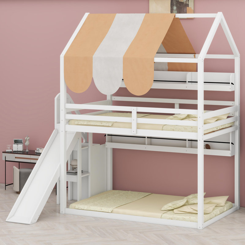 Lit House avec auvent, Blanc