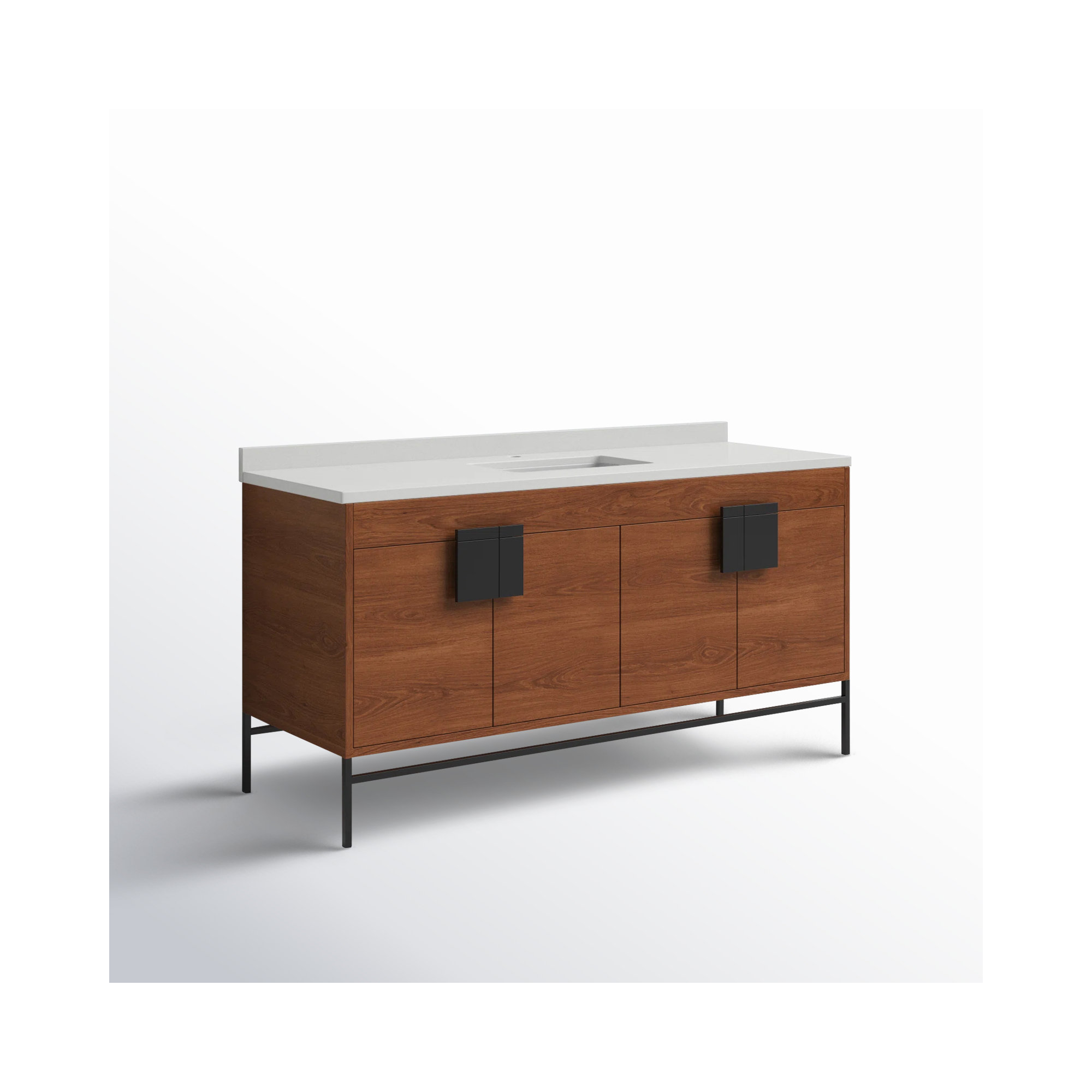 Maisie 60'' Single Bathroom Vanity, Black, Walnut