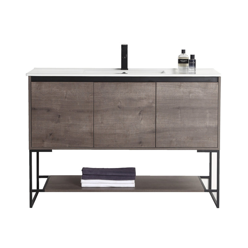 Ensemble de meuble-lavabo simple 48 po Carliana, gris
