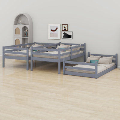 Triple-Decker Detachable Bunk Bed With Integrated Safety Ladders & Guardrails