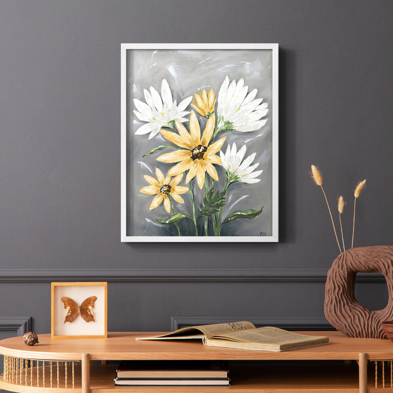 Summer Daisies I, reproduction encadrée - bois massif, Blanc, H 14 po x l 11 po