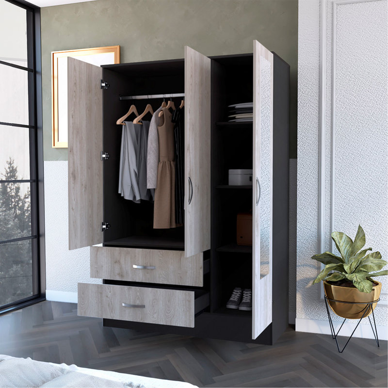 Petite armoire 2 tiroirs avec porte miroir Black Rock