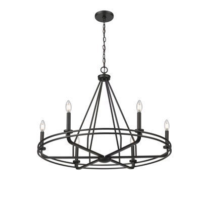 Lustre à 5 lumières de 26,5 po de large Jody - noir mat
