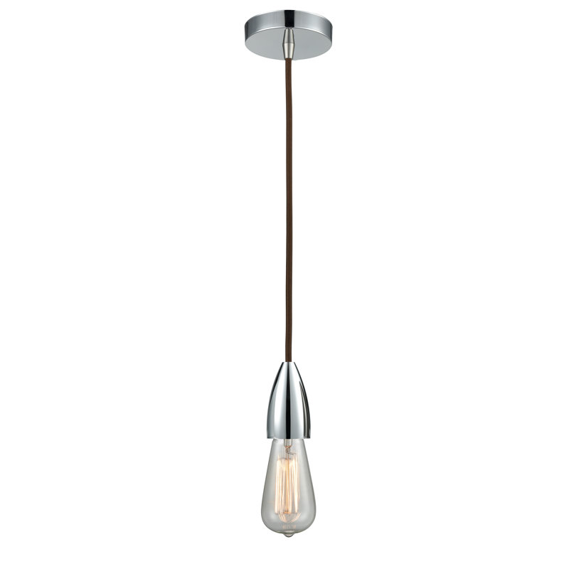 Cecile 1 - Light Single Pendant, Polished Chrome/Brown