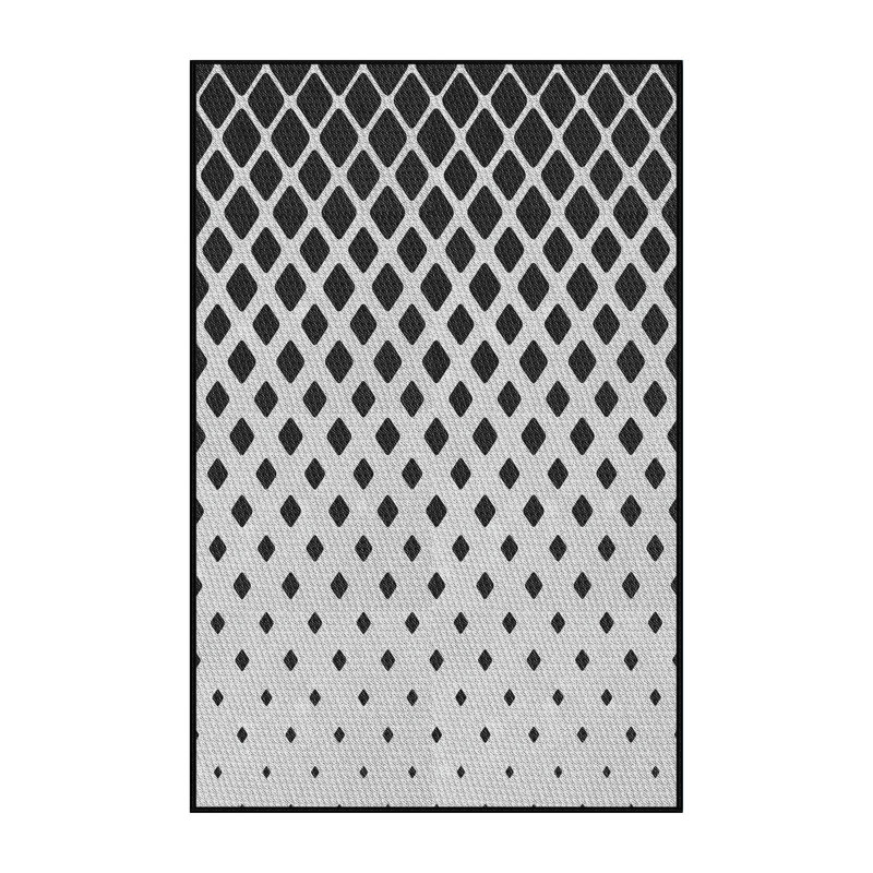 Tapis noir/gris à motifs, Rectangle 2 pi x 3 pi
